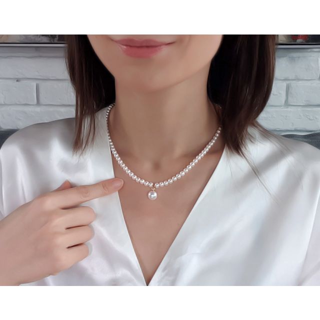 Collier Pendentif Opéra I Perles blanches Mariage