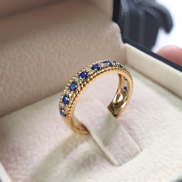 Bague saphir - Tempietto - Or jaune, diamant, saphir