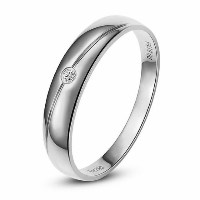 Alliance Homme. Or blanc 18cts, Diamant 0.017ct | Marteen