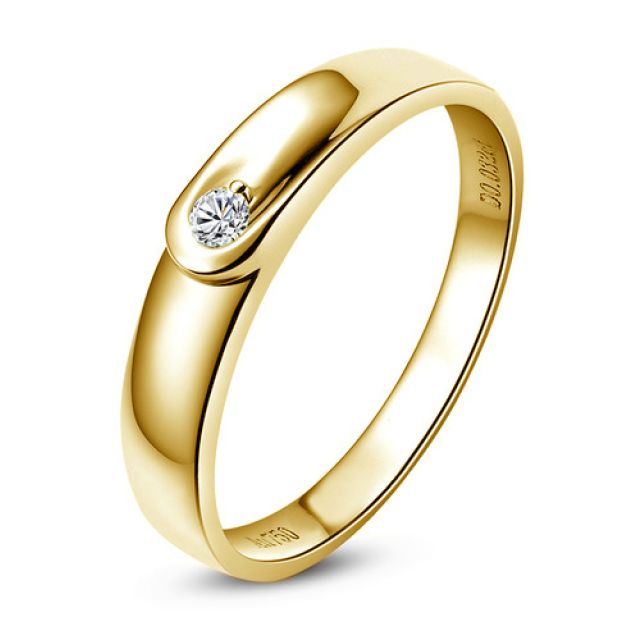 Alliance diamant et or jaune - Anneau Homme