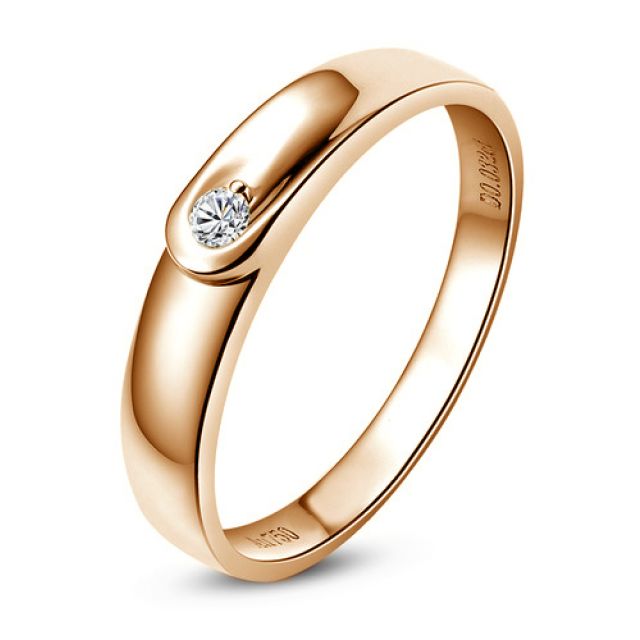 Alliance diamant et or rose - Anneau Femme