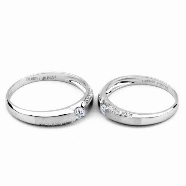 Achat alliances mariage - Alliances Solitaires Duo - Or blanc, diamants