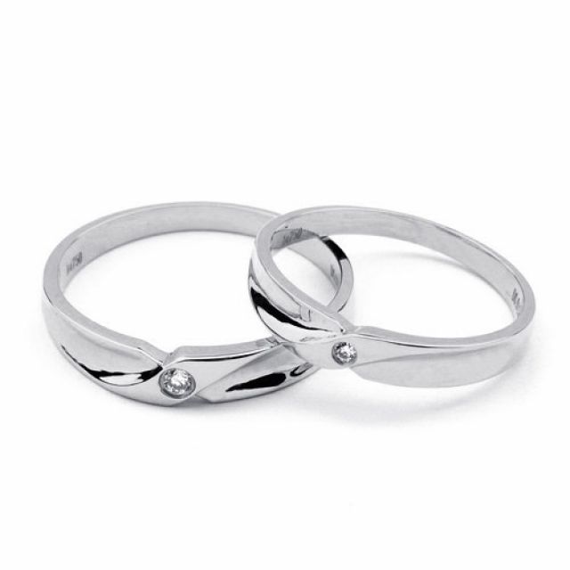 Alliance originale or blanc - Alliance Couple - Diamant