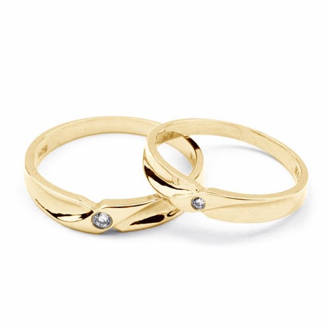 Alliance originale or jaune - Alliance Couple - Diamant