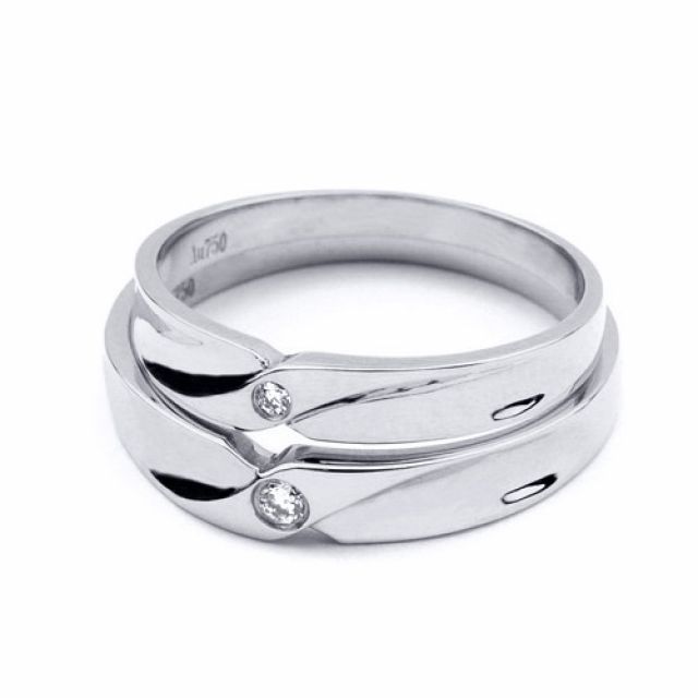 Alliance originale or blanc - Alliance Couple - Diamant