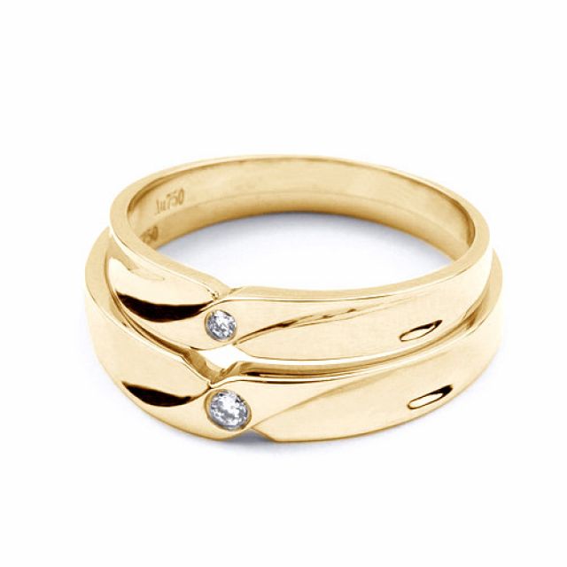 Alliance originale or jaune - Alliance Couple - Diamant