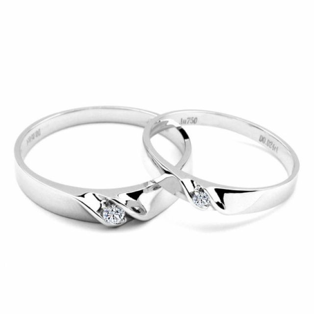 Alliance mariage en or - Alliance Femme - Or blanc 18 carats - Diamant