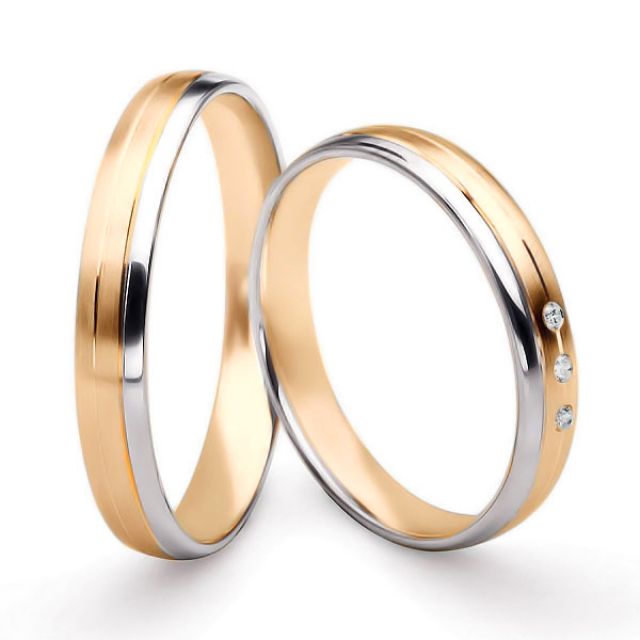 Bijoux alliances mariage. Alliances couple. Or rose et blanc 18ct | Bergman & Gary