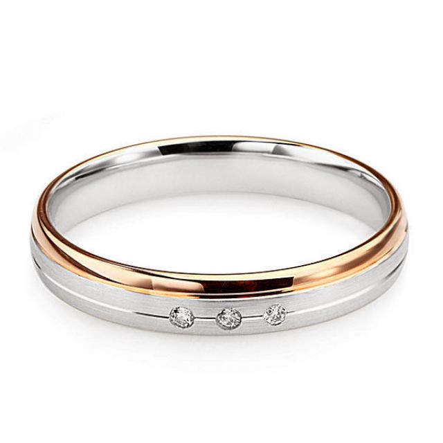 Alliance 2 ors liés - Bague créative pour Femme - Diamants clos