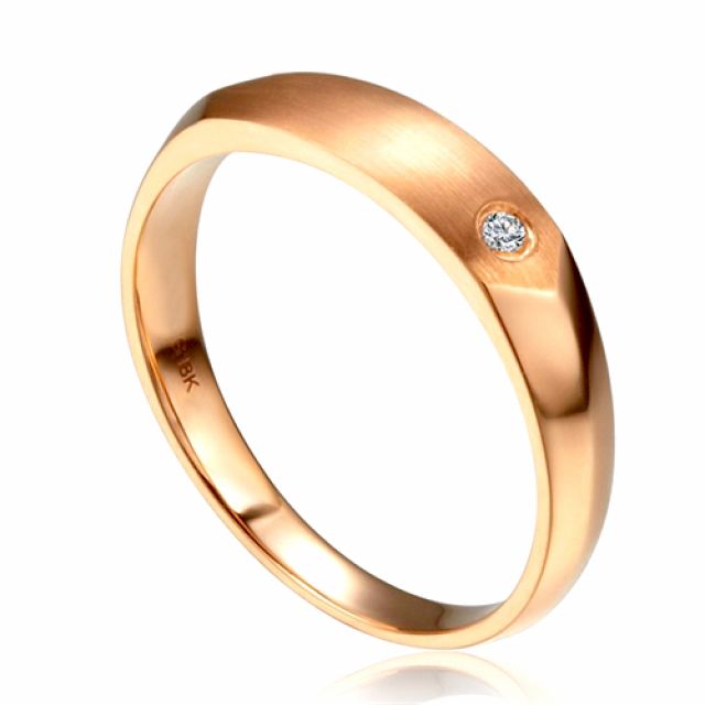 Alliance homme taillée en oblique - Or rose 750/1000, Diamant | Gabriel