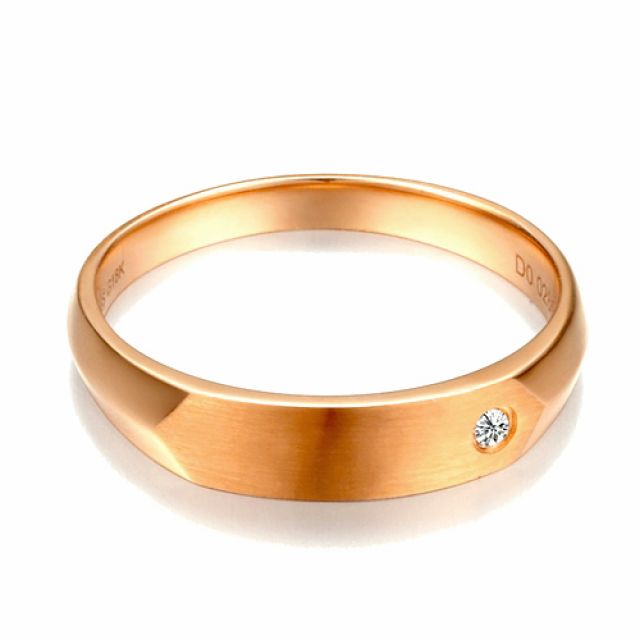 Alliance homme taillée en oblique - Or rose 750/1000, Diamant | Gabriel