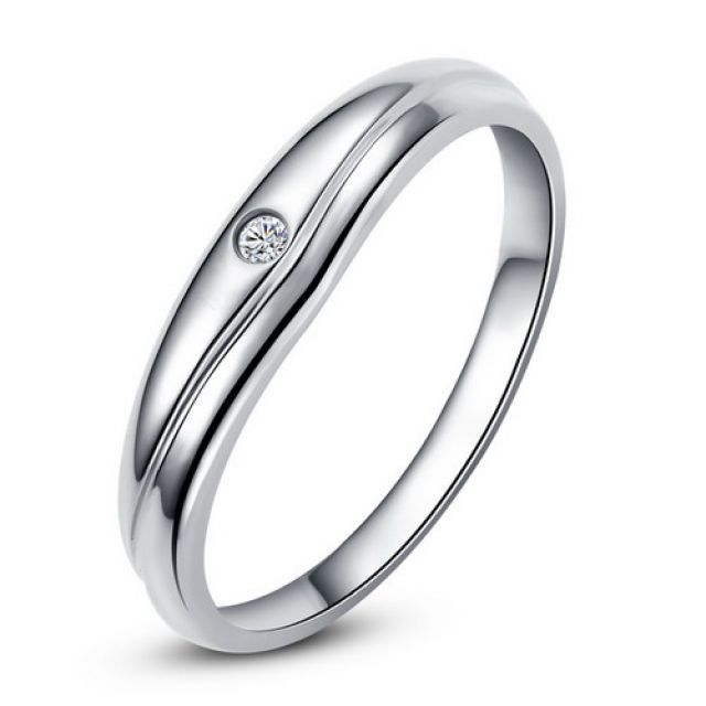 Modèle alliance mariage - Alliance classique Femme - Platine, diamant