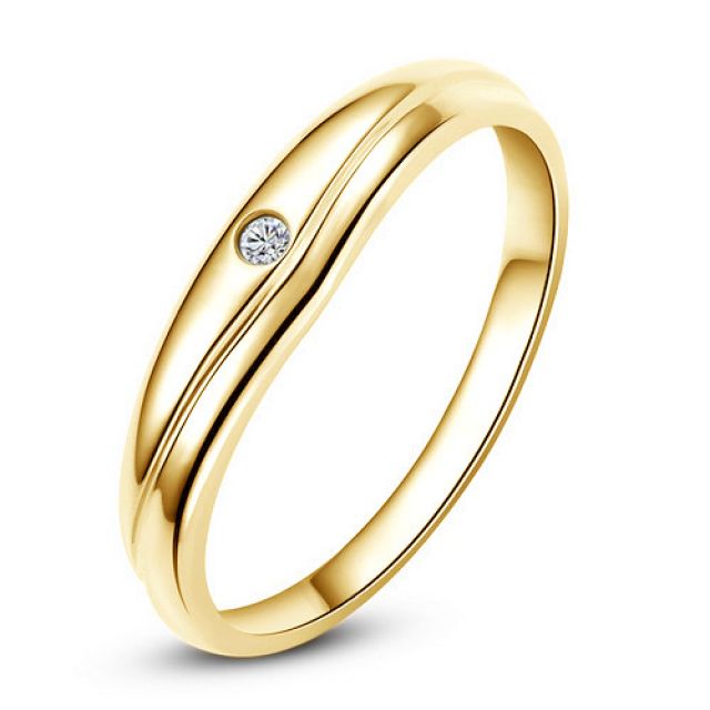 Modèle alliance mariage - Alliance classique Femme - Or jaune, diamant