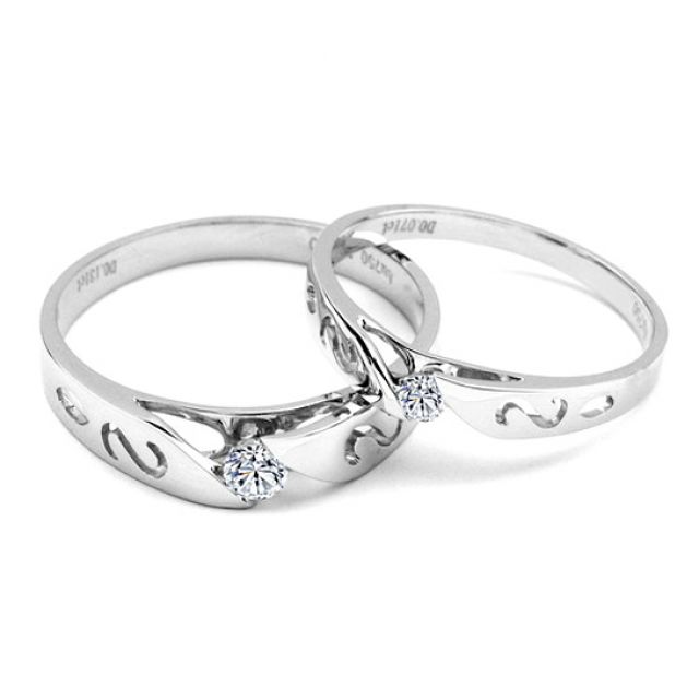 Mes alliances de mariage - Alliances Duo originales or blanc, diamants