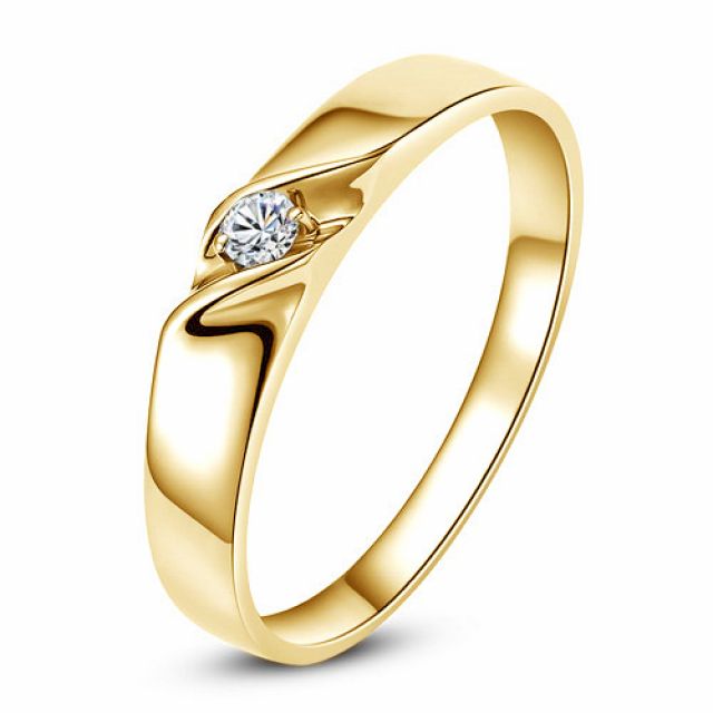 Alliance mariage en or - Alliance Homme - Or jaune 18 carats - Diamant