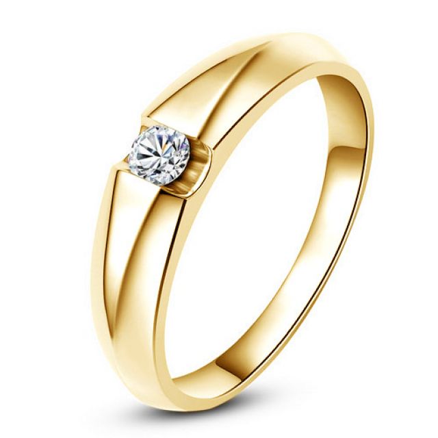 Alliance solitaire or jaune - Bague alliance diamant pour Homme | Marschall