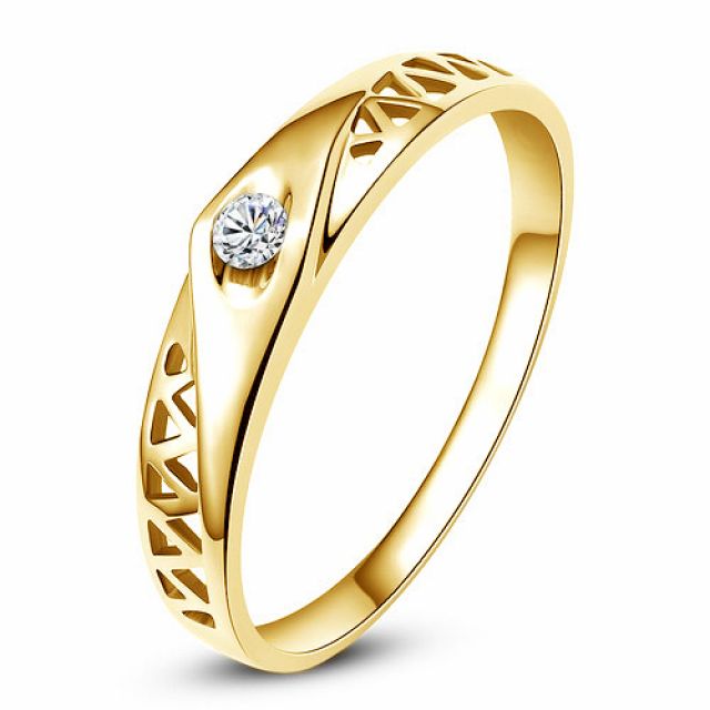 Alliance contemporaine -  Alliance Femme Or jaune - Diamant