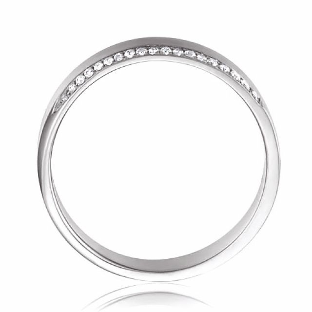 Alliance Clizia - Or Blanc Brossé 18cts pour Femme - Liseré de 19 Diamants | Gemperles