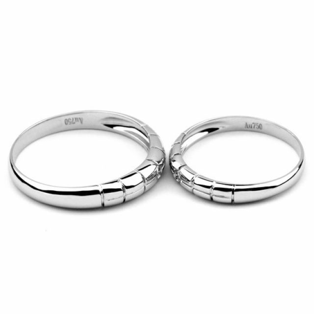 Alliances duo mariage - Quadrillage - Or blanc 750/1000, diamants