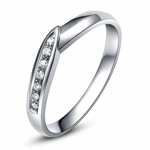 Alliance de mariage femme - Or blanc - Diamant