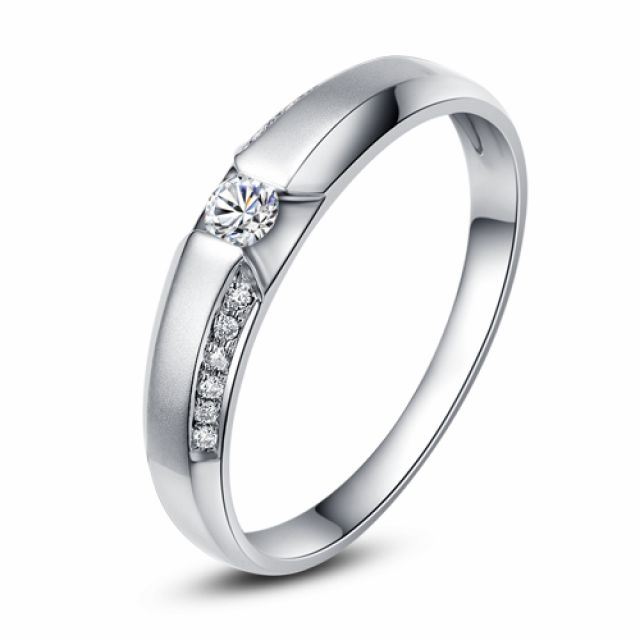 Achat alliance mariage - Alliance Solitaire Femme - Or blanc, diamants | Garland 