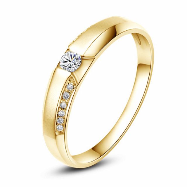 Achat alliance mariage - Alliance Solitaire Femme - Or jaune, diamants | Dietrich