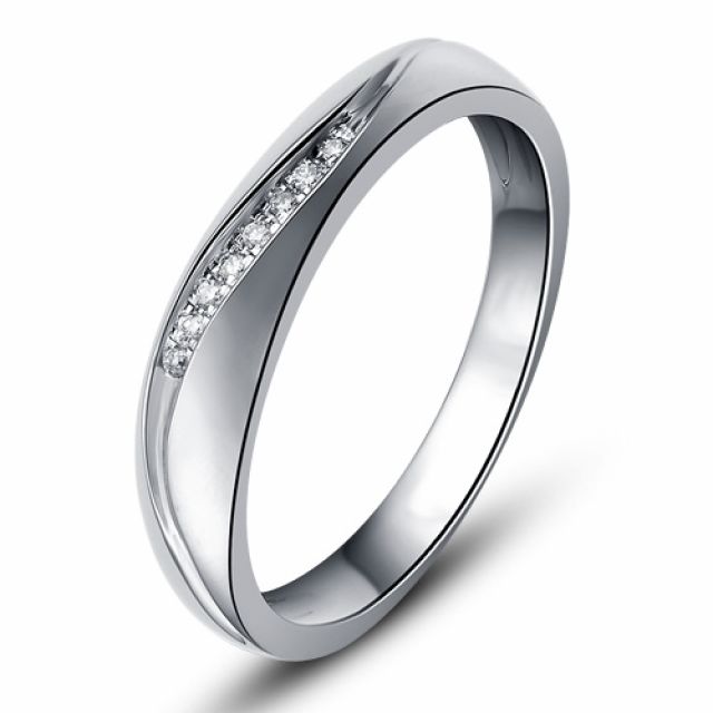 Alliance or mariage - Alliance diamants - Or blanc, Homme