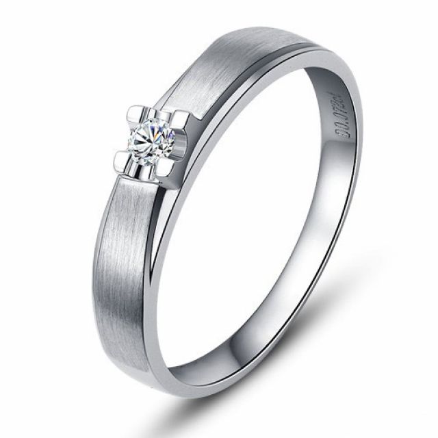 Alliance solitaire or - Alliance Femme - Or blanc - Diamant