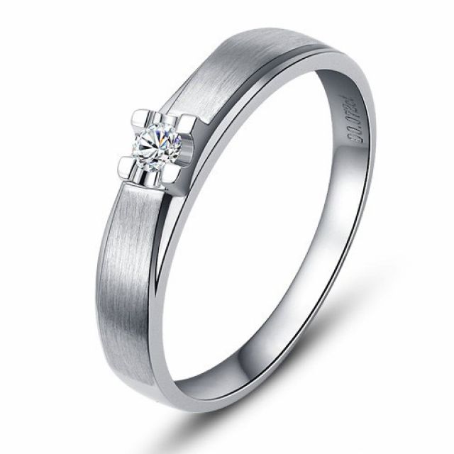 Alliance solitaire or - Alliance Homme - Or blanc - Diamant