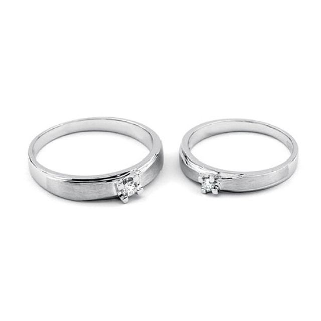 Alliances solitaires or - Alliances Duo - Or blanc - Diamants