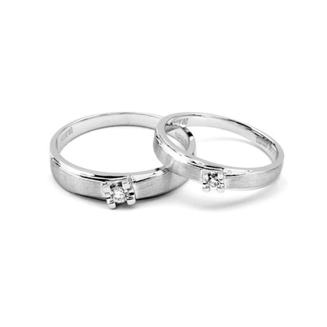 Alliances solitaires or - Alliances Duo - Or blanc - Diamants