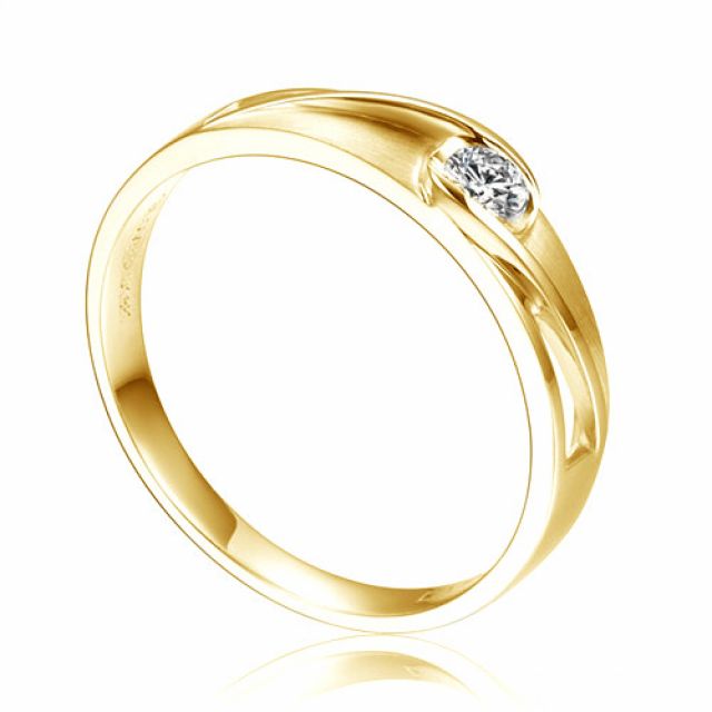 Alliance solitaire ajouré - Alliance Femme diamant or jaune