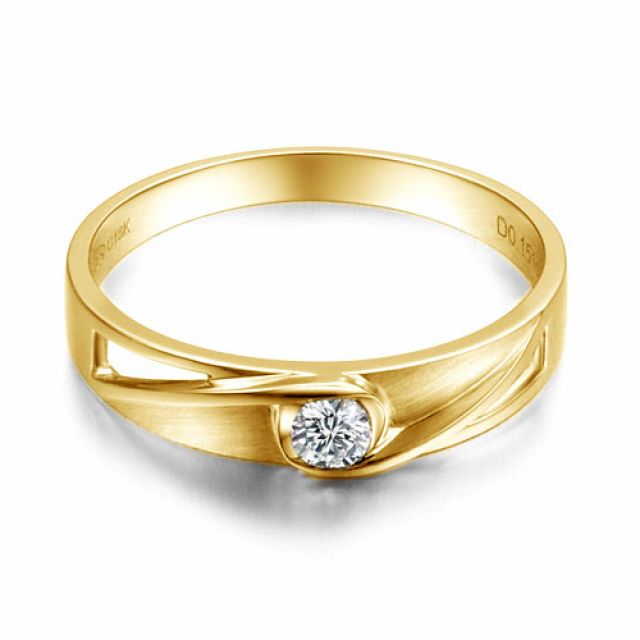 Alliance solitaire ajouré - Alliance Homme diamant or jaune