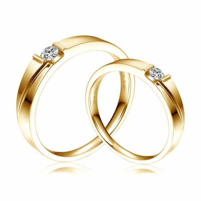 Alliances diamants sertissage demi clos - Métal or jaune 18cts - Duo