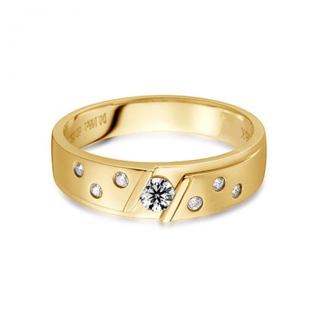 Bague alliance constellation diamantée - En or jaune 18cts - Homme | Stern