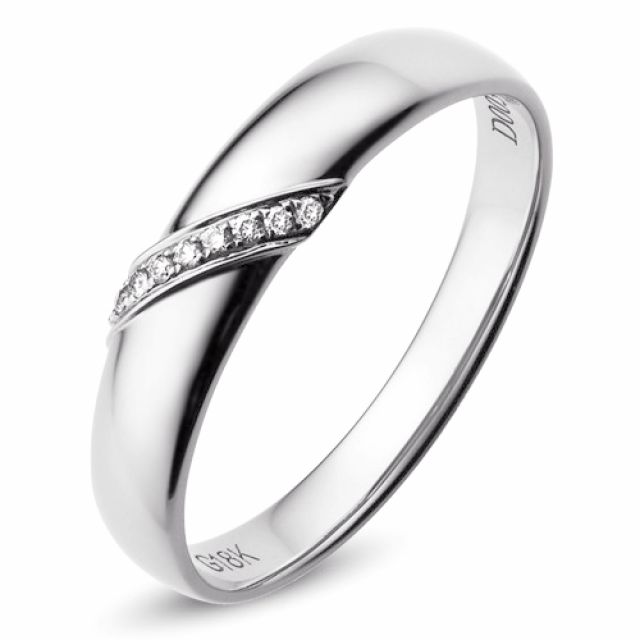 Alliance de Mariage Homme Sacha - Or Blanc & Diamants