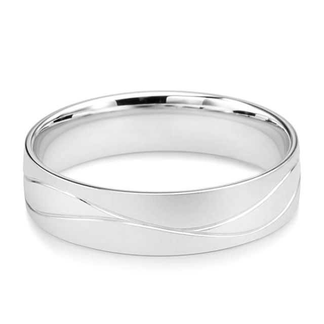 Alliance Homme lignes enchevêtrées - Or blanc 18 carats