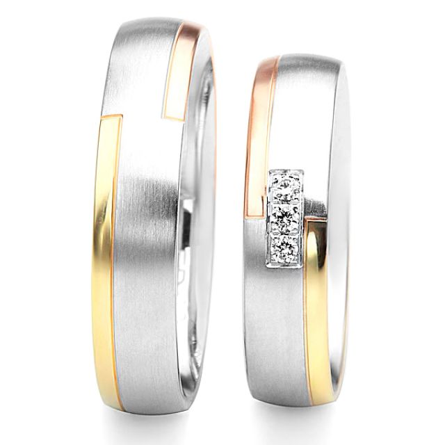 Alliances Couple. 3 Ors. Diamants 0.060ct