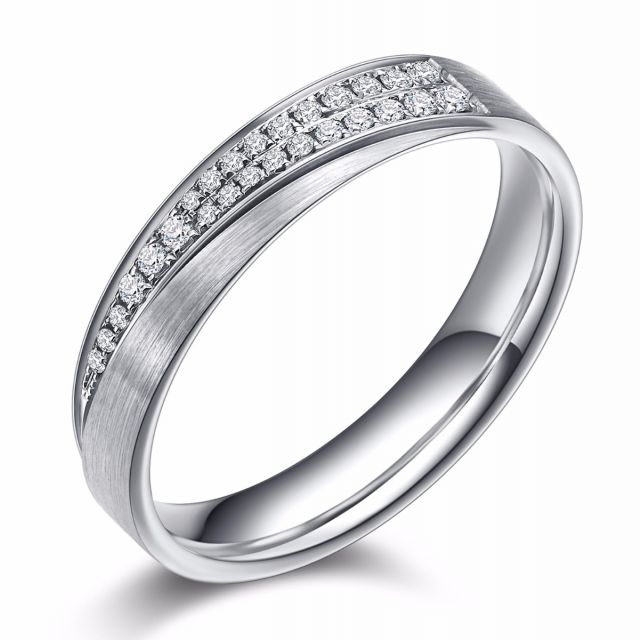 Alliance Sillage Amoureux Femme - Or Blanc, Diamants | Gemperles