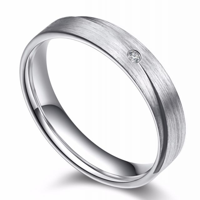 Alliance Sillage Amoureux Homme - Or Blanc, Diamants | Gemperles