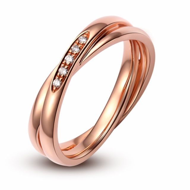 Alliance 2 anneaux or rose Femme - Diamants | Magui