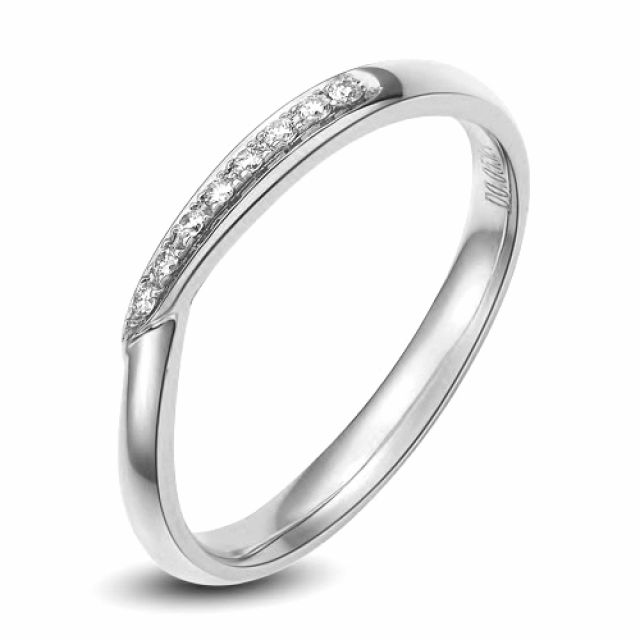 Alliance bague facettée - Alliance diamant Femme - Or blanc