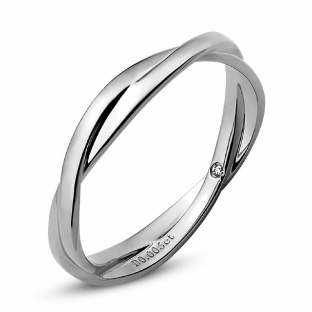 Alliance 2 anneaux. Alliance Femme. Or blanc et Diamant