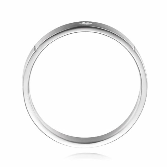 Alliance Mariage Homme Hare I Or blanc Poli Brossé, Diamant