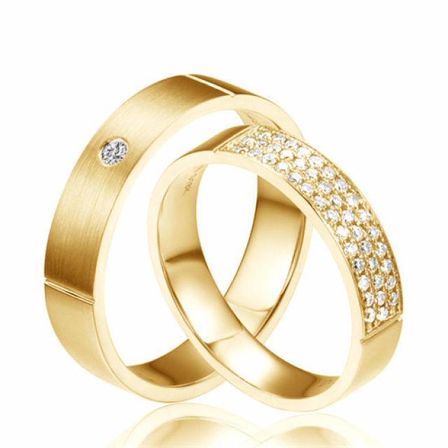 Alliances or jaune Couple - Sertissage diamants