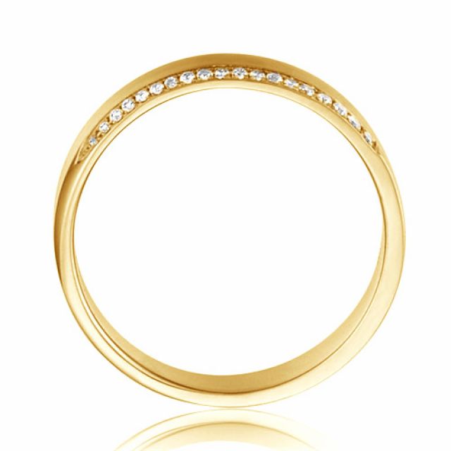 Alliance Prielle - Or Jaune Brossé 18cts pour Femme - Liseré de 19 Diamants | Gemperles