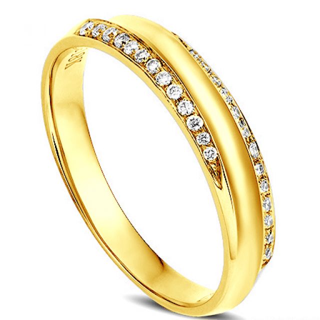 Alliance Femme. Or jaune. Diamants 0.11ct