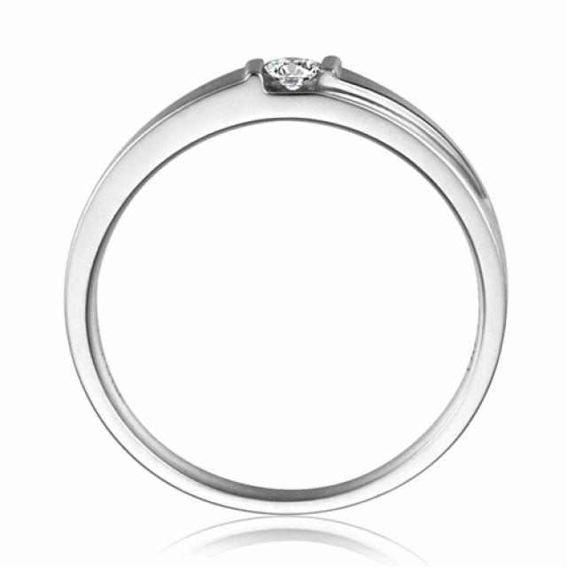 Alliance diamant sertissage demi clos - Métal or blanc 18cts - Homme