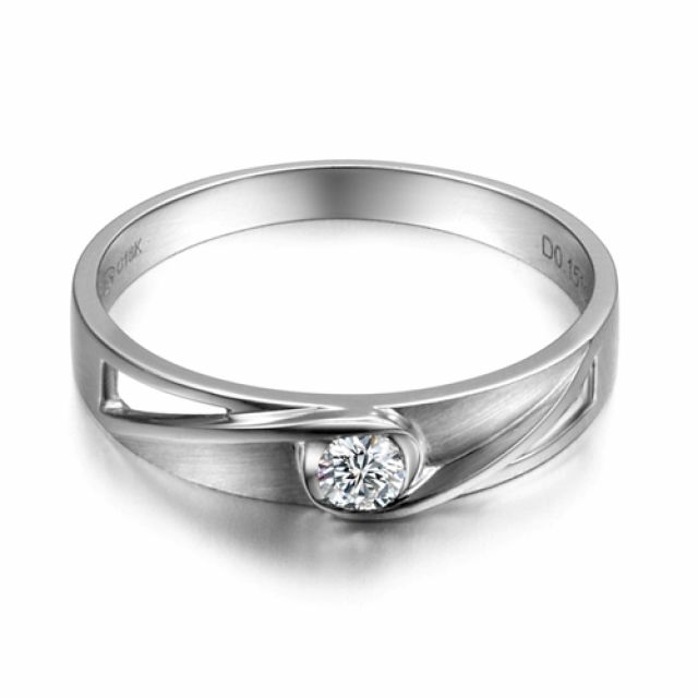 Alliance solitaire ajouré - Alliance Femme diamant or blanc