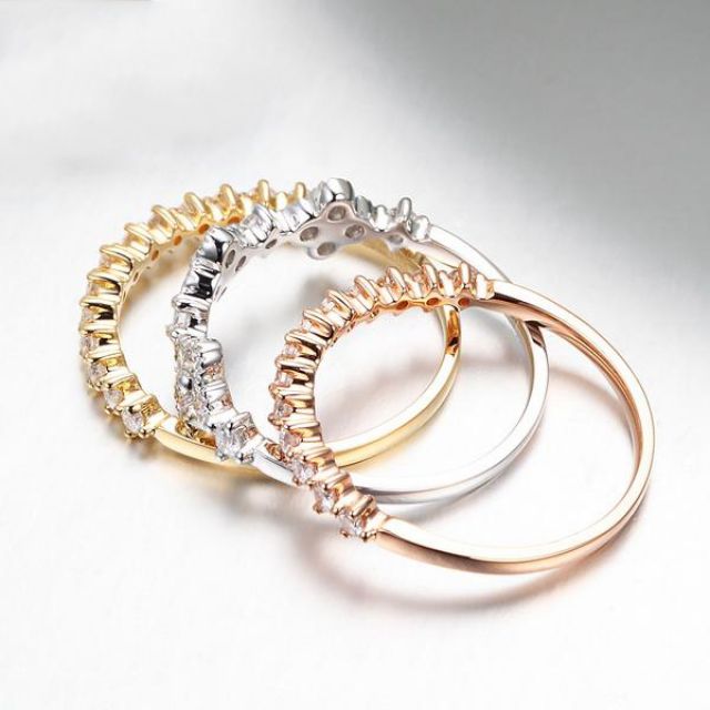 Bague 3 anneaux or jaune, blanc et rose. Myriade diamants | Classic Three Light